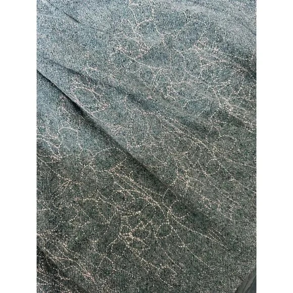 Vintage Green Wool Blend Skirt Pleated Midi Metallic Floral Embroidered size 10 - Picture 6 of 8